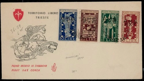 Italy First Day Cover bearing a set of stamps all overprinted "A.M.G. / F.T.T."