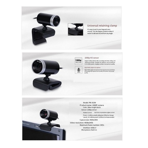 Webcam Caméra USB 1080P 30FPS Streaming Webcam Autofocus Living Stream-K9480 - Photo 2/6