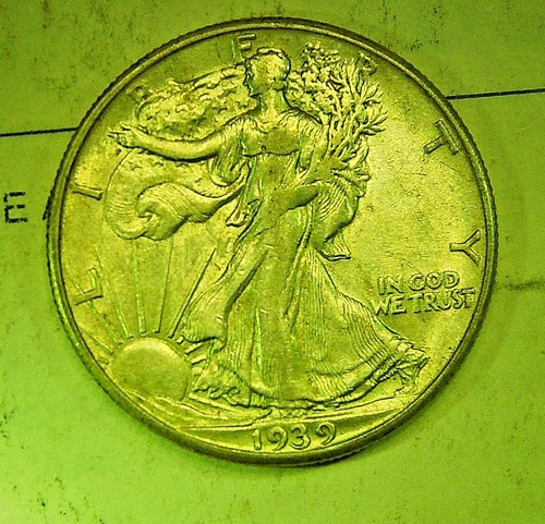 1939-D 50C Walking Liberty Half Dollar AU+++ Details