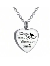 always on my mind forever in my heart urn Keepsake Memorial Pendant  gift box