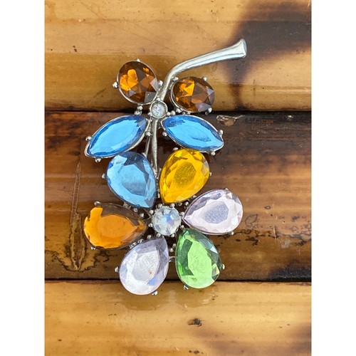 Spilla vintage strass gioielli fiore floreale spilla margherita rosa lavanda - Foto 3 di 4