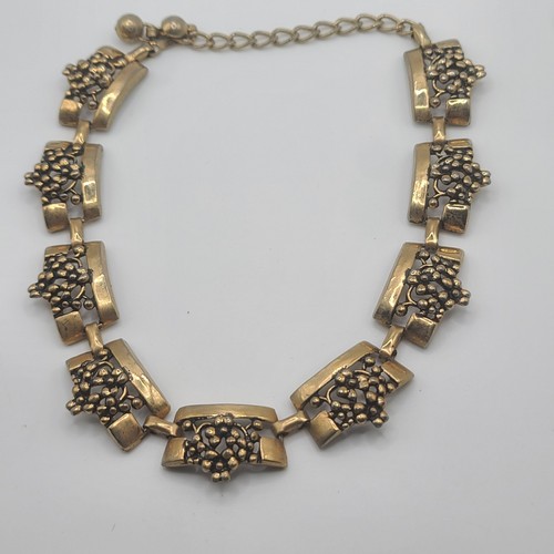 Vintage Chunky Necklace Gold Tone Flowers 14" - Picture 8 of 15