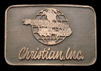 QE12141 GREAT 1970s **CHRISTIAN, INC** OIL WELL SERVICE RIG OILFIELD BUCKLE