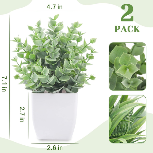 Der Rose 2 Pack Small Fake Plants Mini Artificial Potted Plants for Table Desk H - Picture 2 of 12
