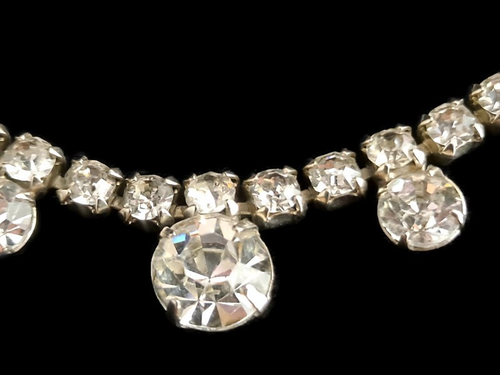 Vintage Silver Toned Clear Rhinestone Choker/Necklace - Picture 5 of 9