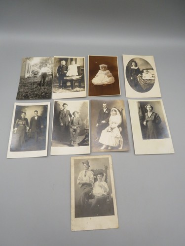 Lot of 9 RPPC Black & White Postcards Men, Women, Children Could Maybe Related - Picture 1 of 19