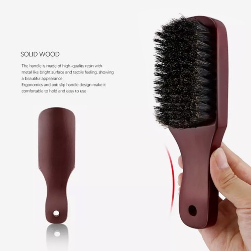 Natural Boar Bristle Hair Brush Paddle Anti-static Scalp Massage Dark Wood Beard - Picture 4 of 12