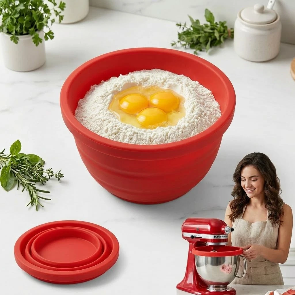 Silicone Bowl Liners with Lids for 5Qt Tilt-Head Stand Mixers, Nonstick & Mix...