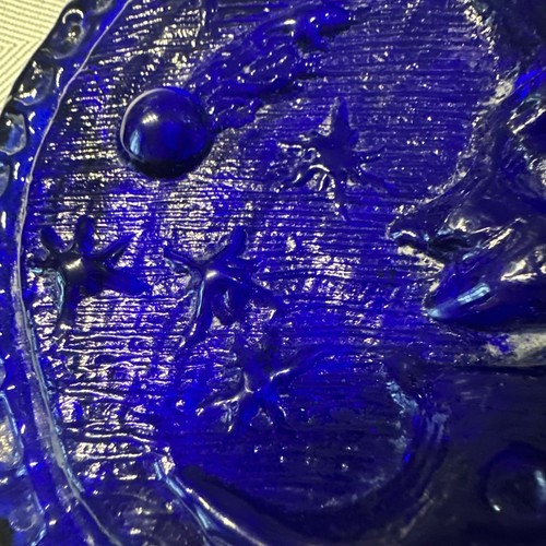 Cobalt blue glass suncatcher, featuring a Crescent Moon face design - Picture 9 of 16