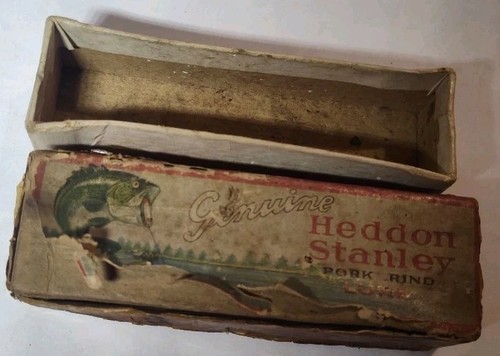 Heddon Stanley corteza de cerdo sin malezas C 1920 ojo de vidrio con caja original hecha jirones - Imagen 6 de 12