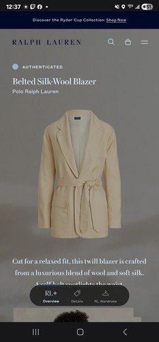 POLO RALPH LAUREN Belted Mulberry Silk Wool Blazer Women's 0 Small NWT $498 READ - Picture 7 of 10