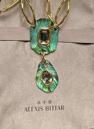 Collana ALEXIS BITTAR Designer Madera in Malachite NUOVA - Foto 11 di 14