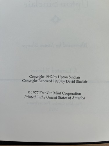 Vintage Dragon's Teeth Upton Sinclair Franklin Library 1977 Limited Edition Hard - Picture 10 of 12