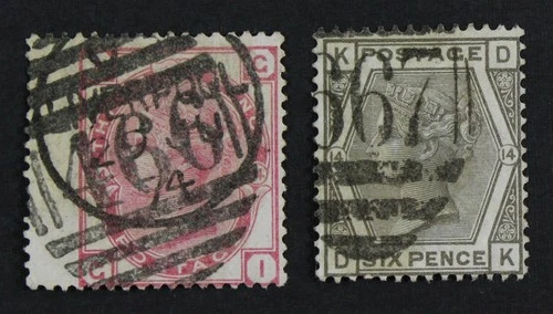 CKStamps: Great Britain Stamps Collection Scott#61 P#14, 62 P#14 Victoria Used