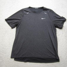 Nike Shirt Mens Large Black Dri-FIT Running Short Sleeve Reflective DD1534-010