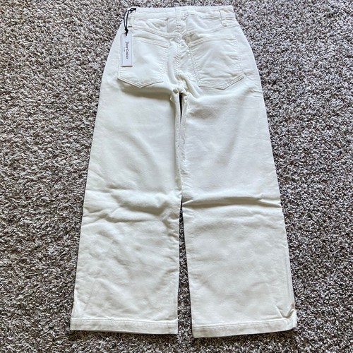 Juicy Couture Coastal Crop Corduroy Pants 25 Marshmellow Wide Leg Button Detail - Picture 4 of 12