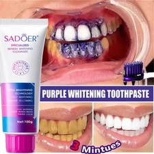 100g Purple Whitening Toothpaste Brightening Removes Bad Breath Deep Cleaning