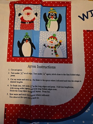 Vintage Schnitt und Nähen Panel Weihnachten Latz Schürze Weihnachtsmann Frosty - Bild 2 von 6