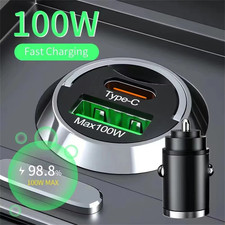 100W Super Fast Phone Car Charger Adapter USB Type C For iPhone Samsung Android