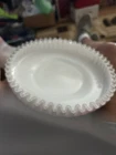 Fenton Vintage Crimped Milk Glass Silver Crest Console Dish 10.5 Inch