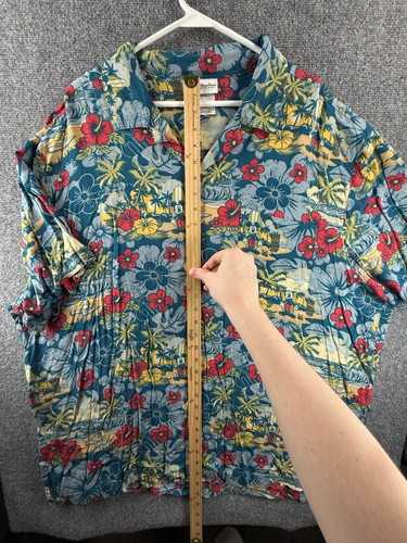Disney Parks Topolino Camp 2XL Camicia Uomo Floreale Blu Tasca Hawaiana Viscosa - Foto 5 di 13