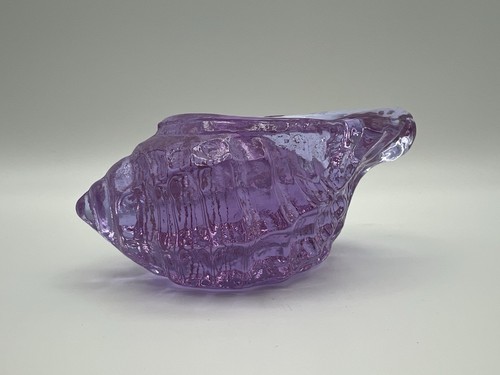 Fire & Light Recycled Glass Purple Neodymium Conch Shell Candle Holder Signed - Picture 12 of 12