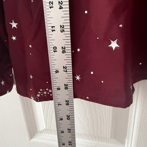 Bloomchic Womens Plus Size Top 2X Burgundy Star Moon Long Sleeve Astrology 18/20 - Picture 4 of 7