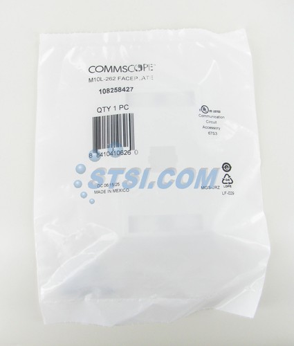 Commscope M10L-262 1 puerto tipo L placa frontal empotrada, blanco, 108258427 ~ STSI - Imagen 2 de 4