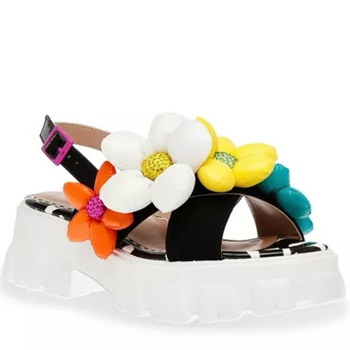 Betsey Johnson Beebee Flower Embellished Platform Lug-Sole Chunky Sandals Size 9 - Picture 11 of 11