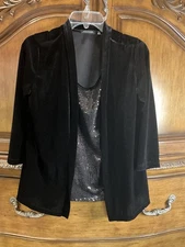 Black Velvet Jacket Sequin Mock Cami