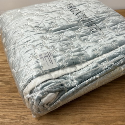 NEW Frontgate Luciano Coverlet Queen Quilted Embroidered Aegean 96"x100" - Picture 6 of 6