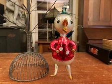 Vintage Glass Anthropomorphic BABY DUCK Christmas Ornament De Carlini Italy