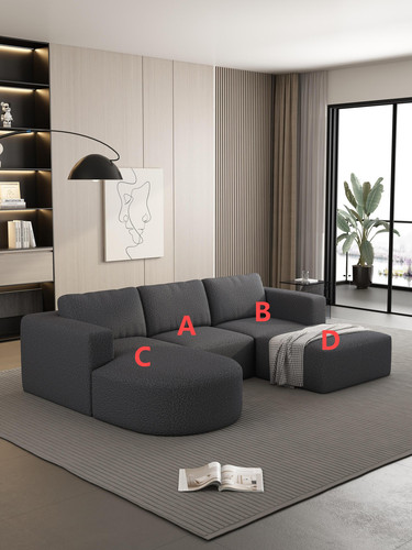 Modular Sectional Sofa Bed w/ Chaise & Ottoman - Dark Grey - Picture 2 of 9