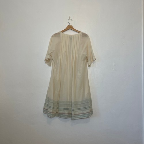 GAP - 90s Y2K Cream Cotton Pleated Peasant Midi Dress Size 10 - Picture 3 of 10