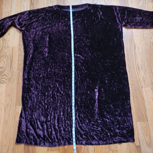 Eskandar Crushed Velvet Silk Bateau Neck Long Dress Size 1 Purple Lagenlook - Picture 15 of 17