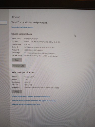 DELL OPTIPLEX 7010 i7-3770 3.4GHz, 8GB RAM, 250gb HDD, WINDOWS 10 PRO SFF 2xGPU - Picture 4 of 8