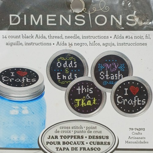 Dimensions Counted Cross Stitch Jar Toppers Kit Makes 4   #D-24 - Picture 2 of 6