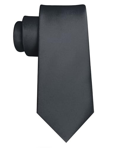 Solid Color Tie Mens Necktie for Business and Wedding Grey - Picture 3 of 6