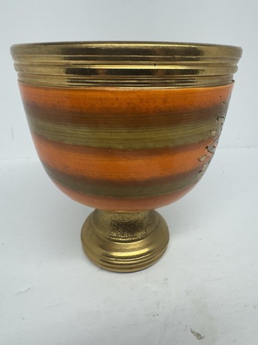 VTG MCM Bitossi Rosenthal Netter Londi Chalice Italian Pottery Sunburst Orange - Picture 7 of 11