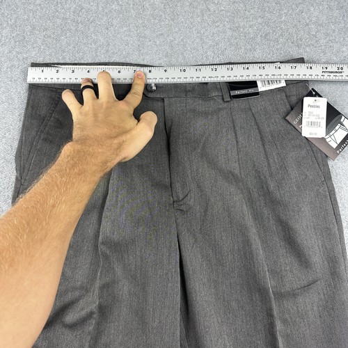 Geoffrey Beene Pants Mens 36x29 Gray Perfect Fit Pleated Classic Dress Trousers - Picture 4 of 10