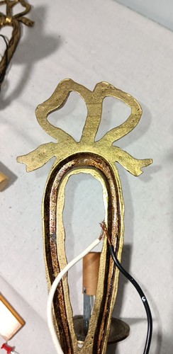 Pair of Vintage Brass Single Arm Ribbon Bow Electric Wall Sconces 13 1/2" - Bild 18 von 20