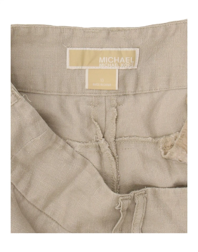 Женские повседневные брюки MICHAEL KORS с широкими штанинами размер США 10 Large W32 L32 бежевые DL15 - Изображение 3 из 3