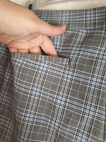 Ann Loft Pants Womens 14 Blue Plaid Riviera Slim Ankle Stretch 36x27 Preppy Golf - Picture 11 of 12