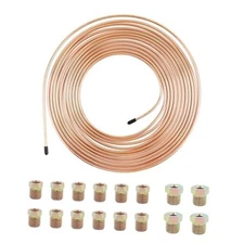 25Ft 1/4 Brake Line Kit with 16 Inverted Flare Brake Line Fittings,Flexible 