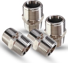 4pcs 3/4" Male to NPT Hex Nipple Pipe Fittings, 4pcs, 3/4 male, Steel 