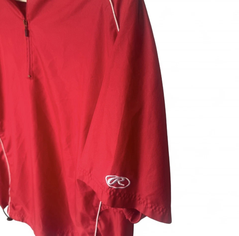 Chaqueta de calentamiento de béisbol Rawlings jaula de bateo roja y blanca para hombre XL clásica Foto 2 de 4