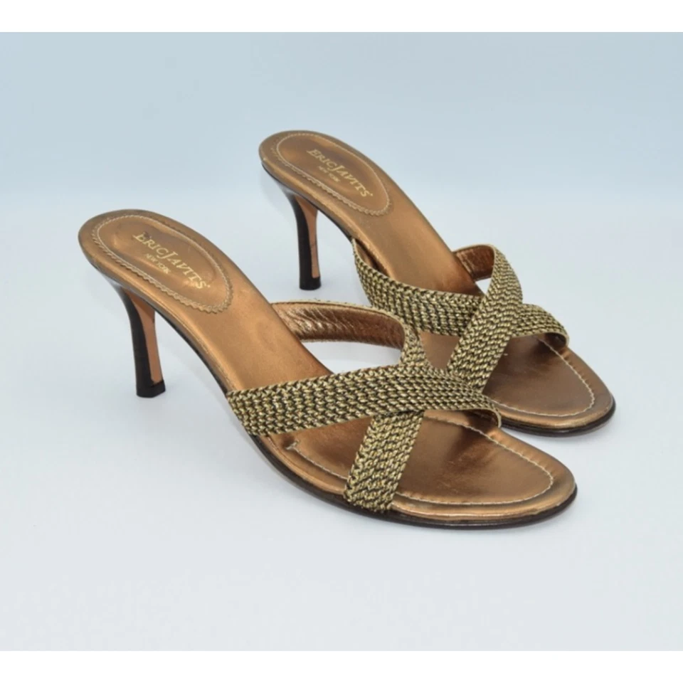 Sandalias ERIC JAVITS New York de tacón dorado con tiras talla 8N Foto 2 de 4