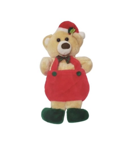VINTAGE 1985 Santas Best TAN TEDDY BEAR CHRISTMAS STOCKING STUFFED ANIMAL PLUSH