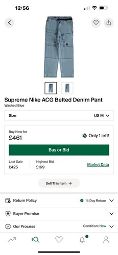 Supreme x Nike ACG Denim Shorts Medium Cordura Fabric Light Wash Rare 350+StockX - Picture 8 of 8
