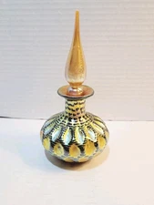 Lundberg Studios Iridescent Favrille Indian Basket Art Glass Perfume Bottle  'O2